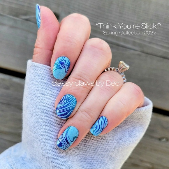 Color Street THINK YOU’RE SLICK Blue & Purple Ombré Glitter Paint Swirl Set - Picture 6 of 8